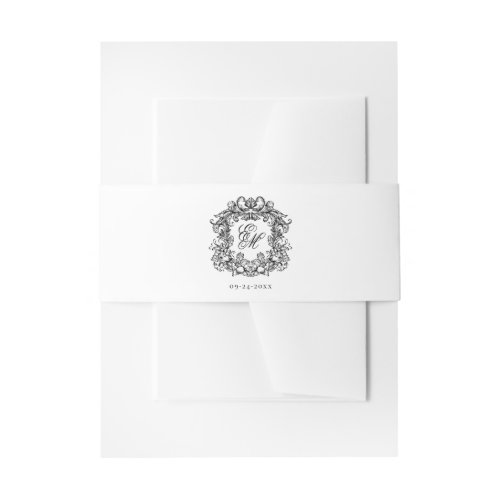 Elegant Monogram Crest Wedding Invitation Belly Band