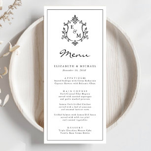 Elegant Monogram Crest Wedding Menu