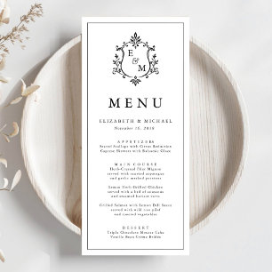 Elegant Monogram Crest Wedding Menu