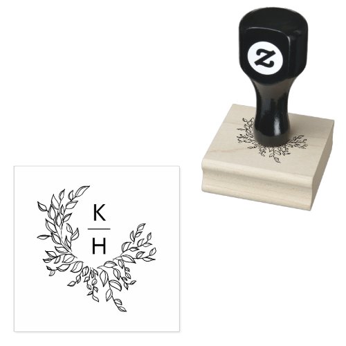 Elegant Monogram Crest Wedding Rubber Stamp