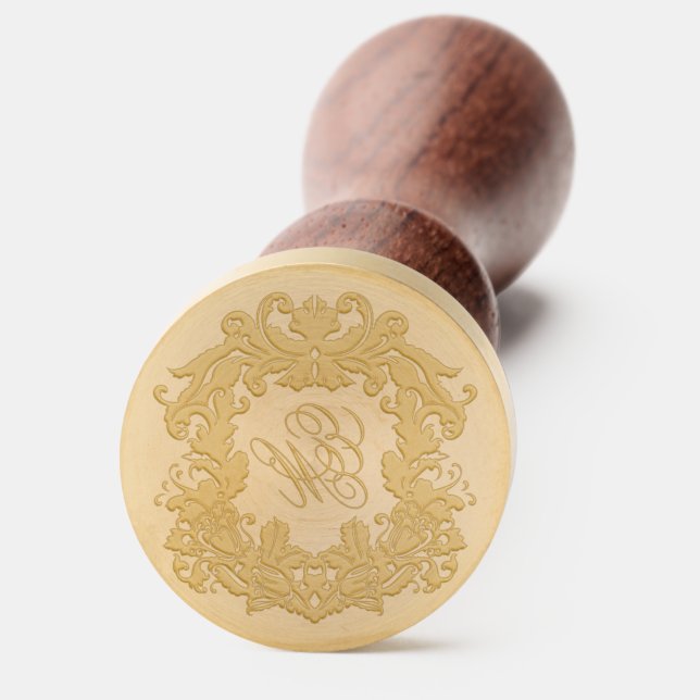 Elegant Monogram Crest Wedding Wax Seal Stamp (Front)