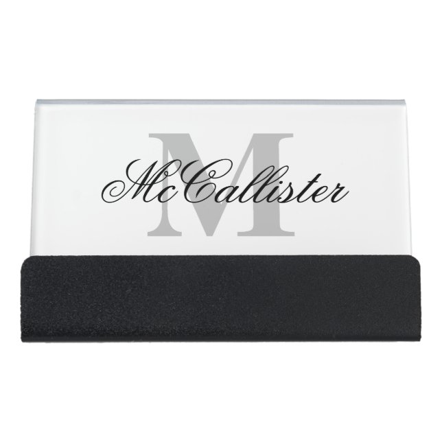 Elegant monogram custom business card holder (Front)