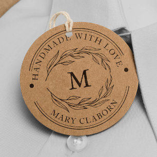 Elegant Monogram Custom Name Handmade With Love Rubber Stamp
