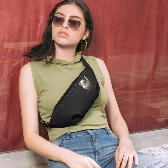 Elegant Monogram Custom Photo Name Waist Crossbody Fanny Pack (Creator Uploaded)