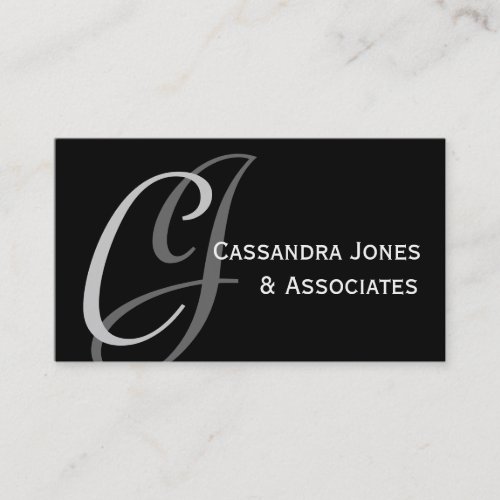 Elegant Monogram Customizable Black Business Card