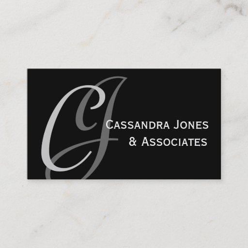 Customizable Elegant Monogram Customizable Black Business Card