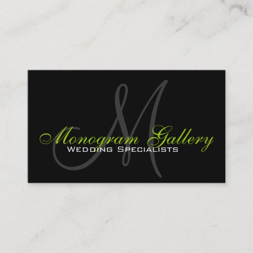 Elegant Monogram Customizable Business Card Green