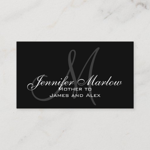Customizable Elegant Monogram Customizable Mommy Calling Card Business Cards