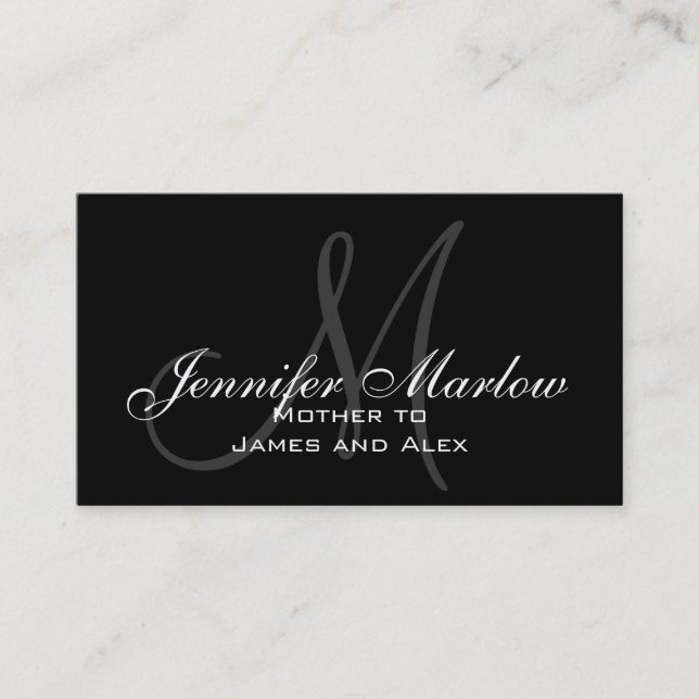 Elegant Monogram Customizable Mommy Calling Card (Front)