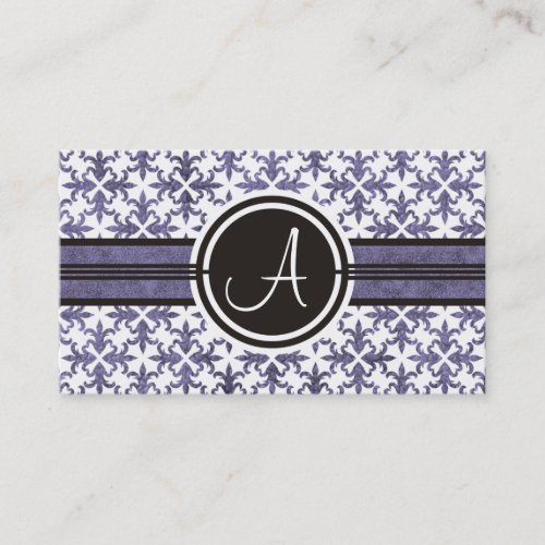 Elegant Monogram Damask Business Cards