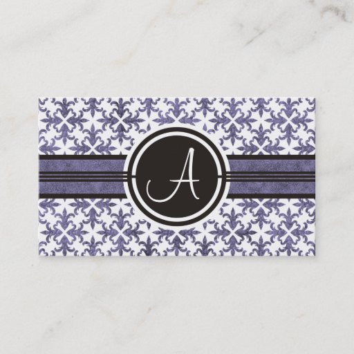 Customizable Elegant Monogram Damask Business Cards