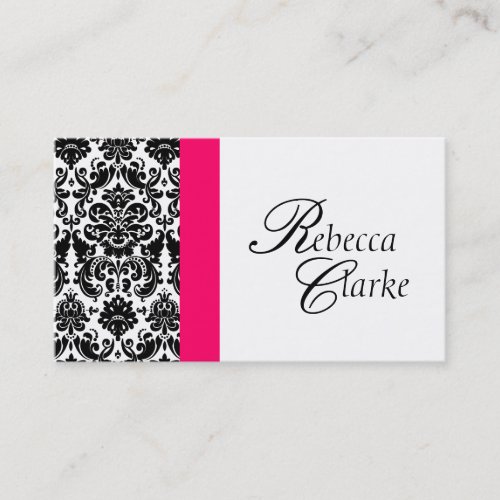 Elegant Monogram Damask Pink Busines Card Business Cards
