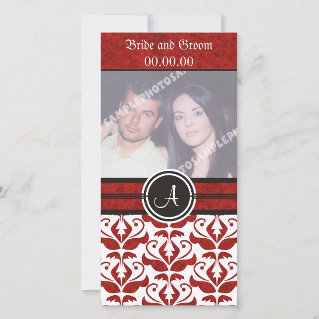 Elegant Monogram Damask Save The Date  Photo Cards (Front)