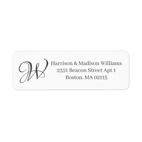 Elegant Monogram dark grey custom Return Address Label