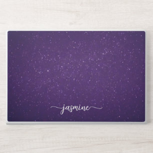Elegant monogram dark purple glitter Laptop skin