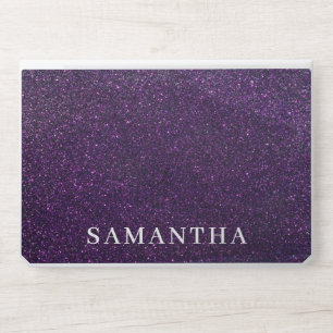 Elegant monogram dark purple glitter Laptop skin