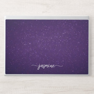 Elegant monogram dark purple glitter Laptop skin