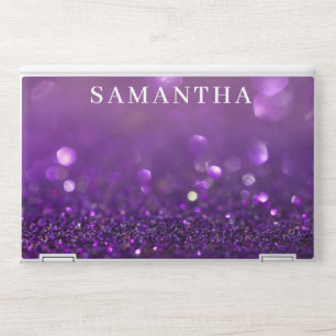 Elegant monogram dark purple glitter Laptop skin