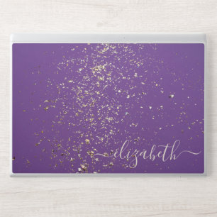 Elegant monogram dark purple glitter Laptop skin