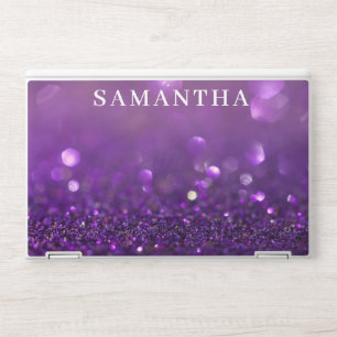 Elegant monogram dark purple glitter Laptop skin