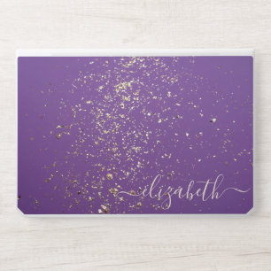 Elegant monogram dark purple glitter Laptop skin