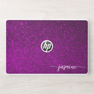 Elegant monogram dark purple glitter Laptop skin
