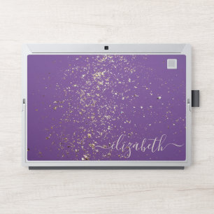Elegant monogram dark purple glitter Laptop skin