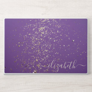 Elegant monogram dark purple glitter Laptop skin