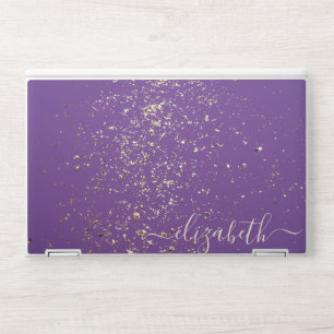 Elegant monogram dark purple glitter Laptop skin