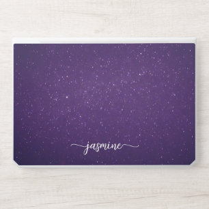 Elegant monogram dark purple glitter Laptop skin