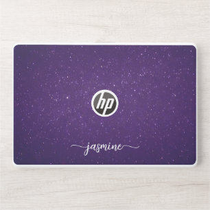 Elegant monogram dark purple glitter Laptop skin