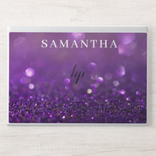 Elegant monogram dark purple glitter Laptop skin