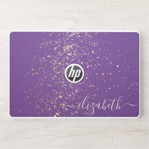 Elegant monogram dark purple glitter Laptop skin