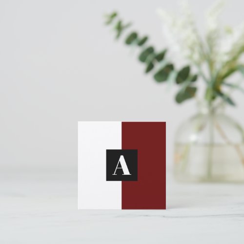 Elegant Monogram Dark Red and White business card
