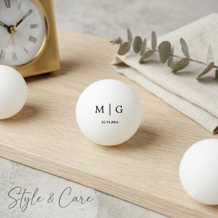 Elegant Monogram Date Custom Ping Pong Ball Gift