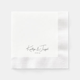 Elegant Monogram Date Modern Typography Wedding Napkins