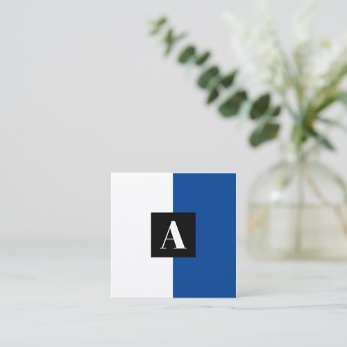 Elegant Monogram Deep Blue and White business card