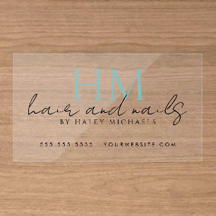 Elegant Monogram Design and Minimalist Clear Business Cards