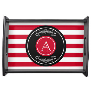 Elegant monogram design serving tray