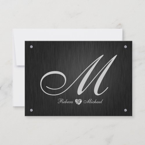 Elegant Monogram  &amp; Diamond Wedding RSVP Cards.