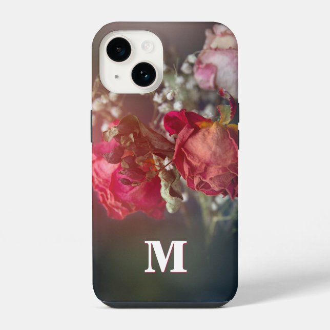 Elegant Monogram Dried Flowers Custom iPhone Case (Back)