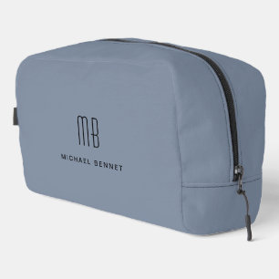 Elegant Monogram Dusty Blue Dopp Kit