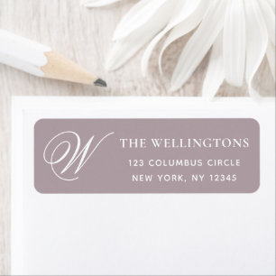 Elegant Monogram Dusty Purple Return Address Label