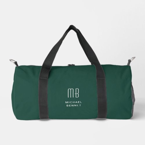 Elegant Monogram Emerald Green Duffle Bag