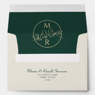 Elegant Monogram Emerald Green Envelope