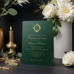 Elegant Monogram Emerald Green Gold Wedding Invitation<br><div class="desc">*NON FOIL* Dive into pure opulence with our stunning emerald green wedding invitation, featuring luxurious gold accents that add a touch of glamour to your special day. Please note that the gold elements in this design are a flat color print and not an actual foil. Infused with rich tones and...</div>