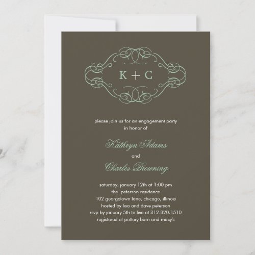 Elegant Monogram Engagement Party Invitation