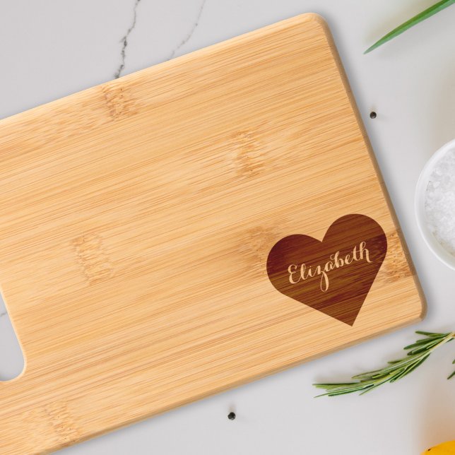Elegant Monogram Engraved Heart Bamboo Charcuterie Engraved Cutting Board (Elegant Monogram Engraved Heart Bamboo Charcuterie Cutting Board)