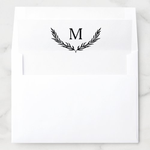 Elegant Monogram Envelope Liner  Black White