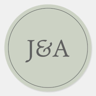 Elegant Monogram Eucalyptus Green Envelope Seal